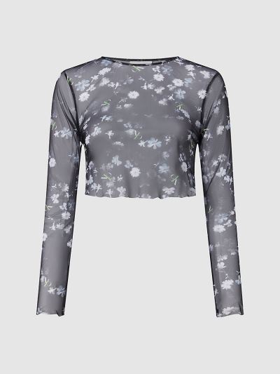 Calvin Klein Ruhák HU969268 | Calvin Klein CK ONE Mesh Long Sleeve Cropped Női Felsők Fekete